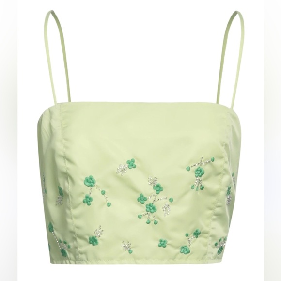 Ganni Floral Embroidered Crop Top - Picture 1 of 9
